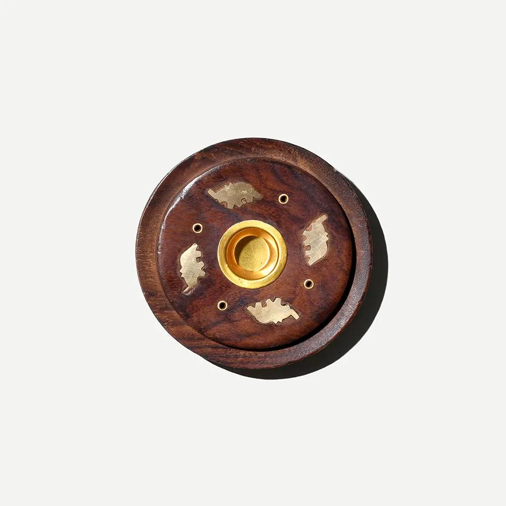 SATYA Sheesham Wood Incense Holder Round