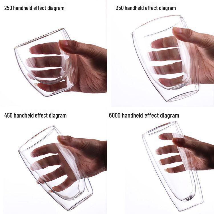Double-Layer Transparent Heat-Insulating Glass Tea Cup Set