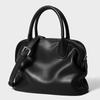 New Bowling Shell Bag Women's Genuine Cowhide Handbag with Pleated Design Large Capacity Crossbody Shoulder Bag for Commute Fashion Daily Use Bag