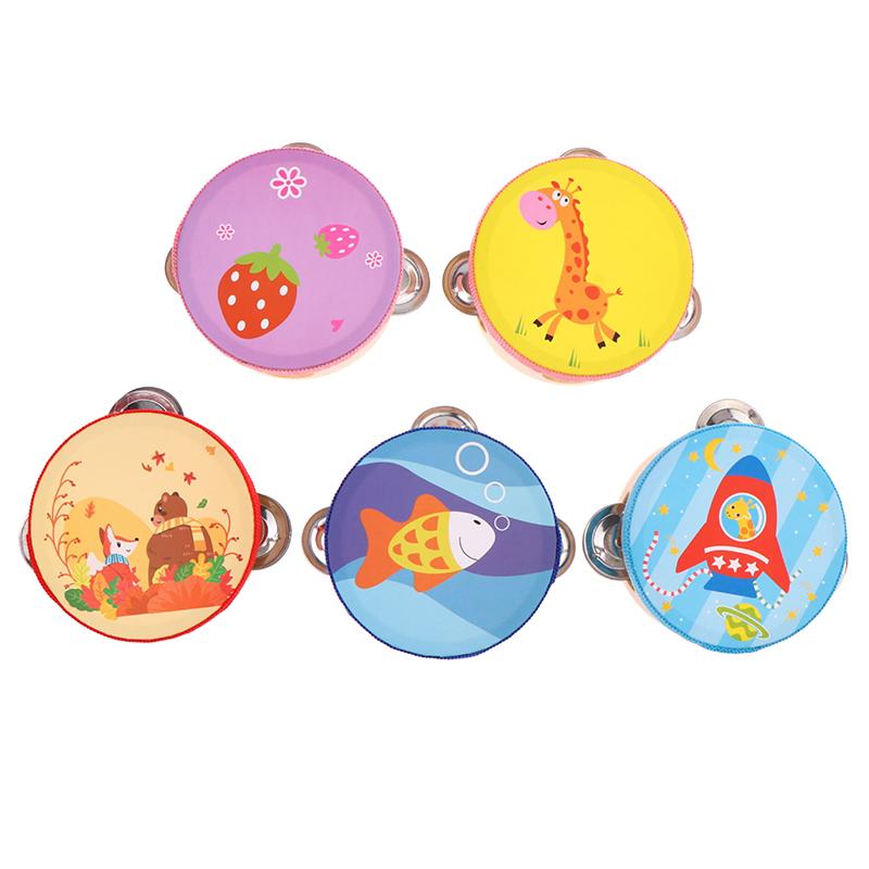 10Cm Wooden Tambourine Drum Bell Manual Musical Instrument Percussion Teaching Aids For Kids Game Early Education Hand Drum