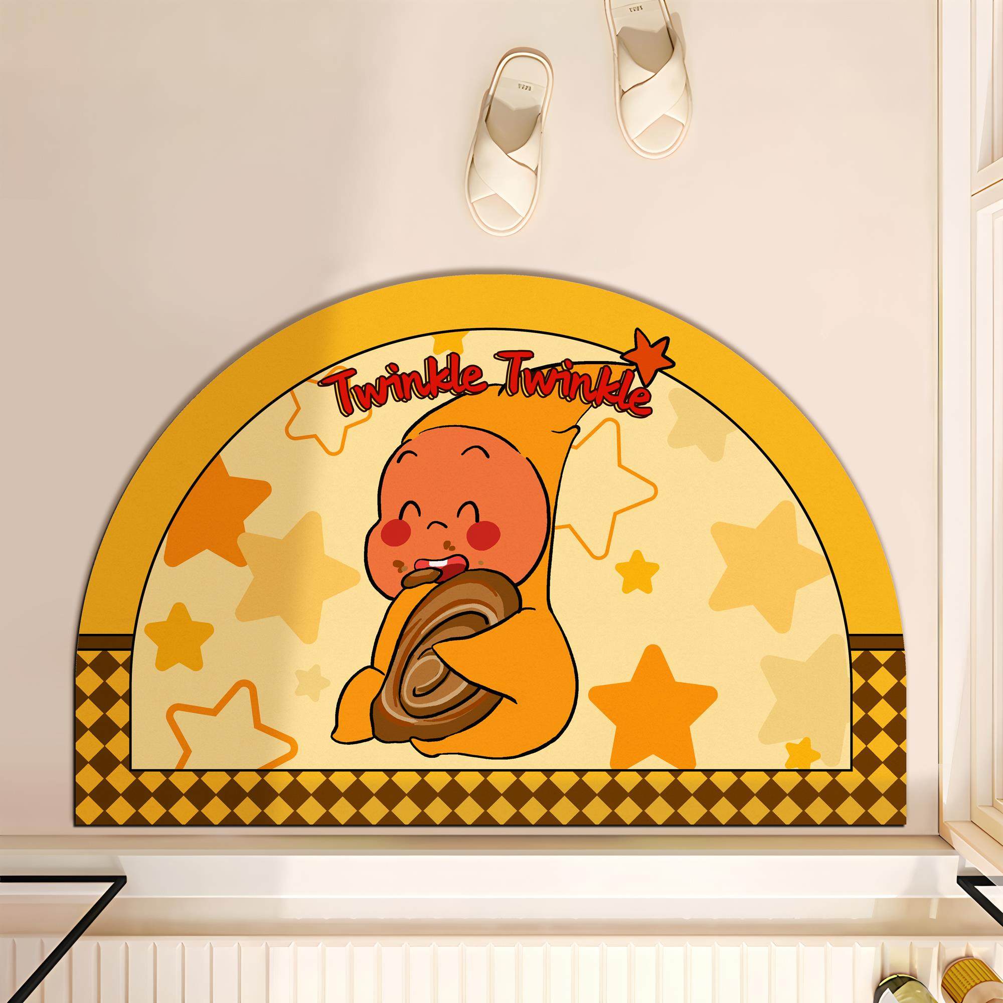 

VIKAMA Cartoon Twinkle Carpet Wear-Resistant Doormat Half-Circle Non-Slip Bathroom Mat Rug For Bedroom Carpet For Live Room Home 40X60CM (1.3X2FT