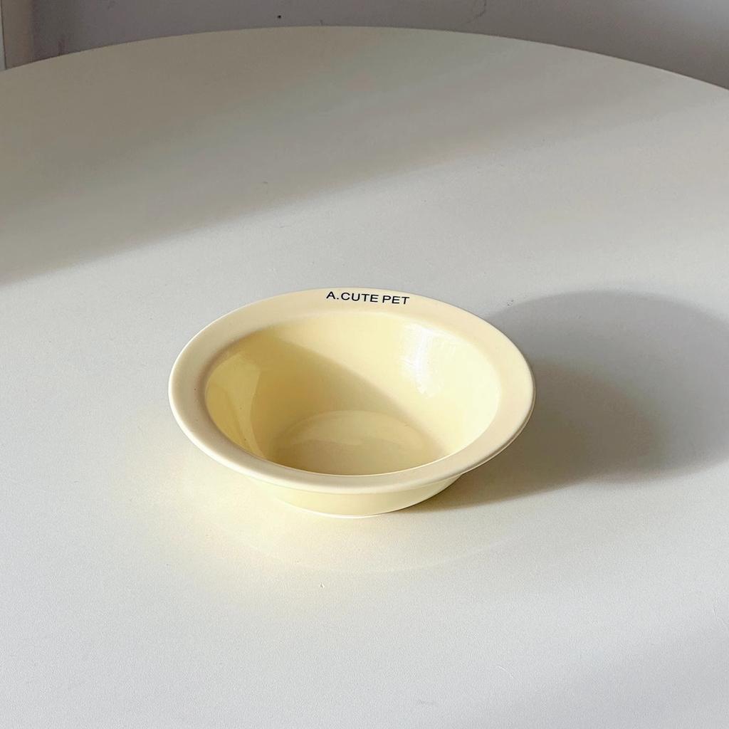 Elevated Cat Bowl with Wooden Stand, Flower Shaped Ceramic Neck Protection Pet Bowl, Raised Cat Food Bowl for Cats Dogs