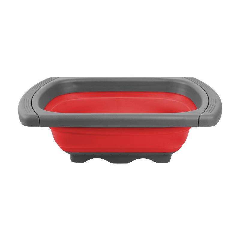Multifunctional Foldable Kitchen Basket for Easy Draining and Storage of Fruits and Vegetables красный