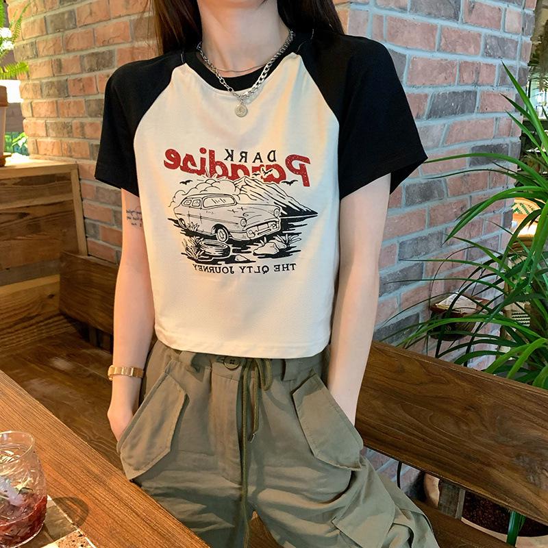 2024 Slim-Fit Korean Retro Printed Women's Summer T-Shirt