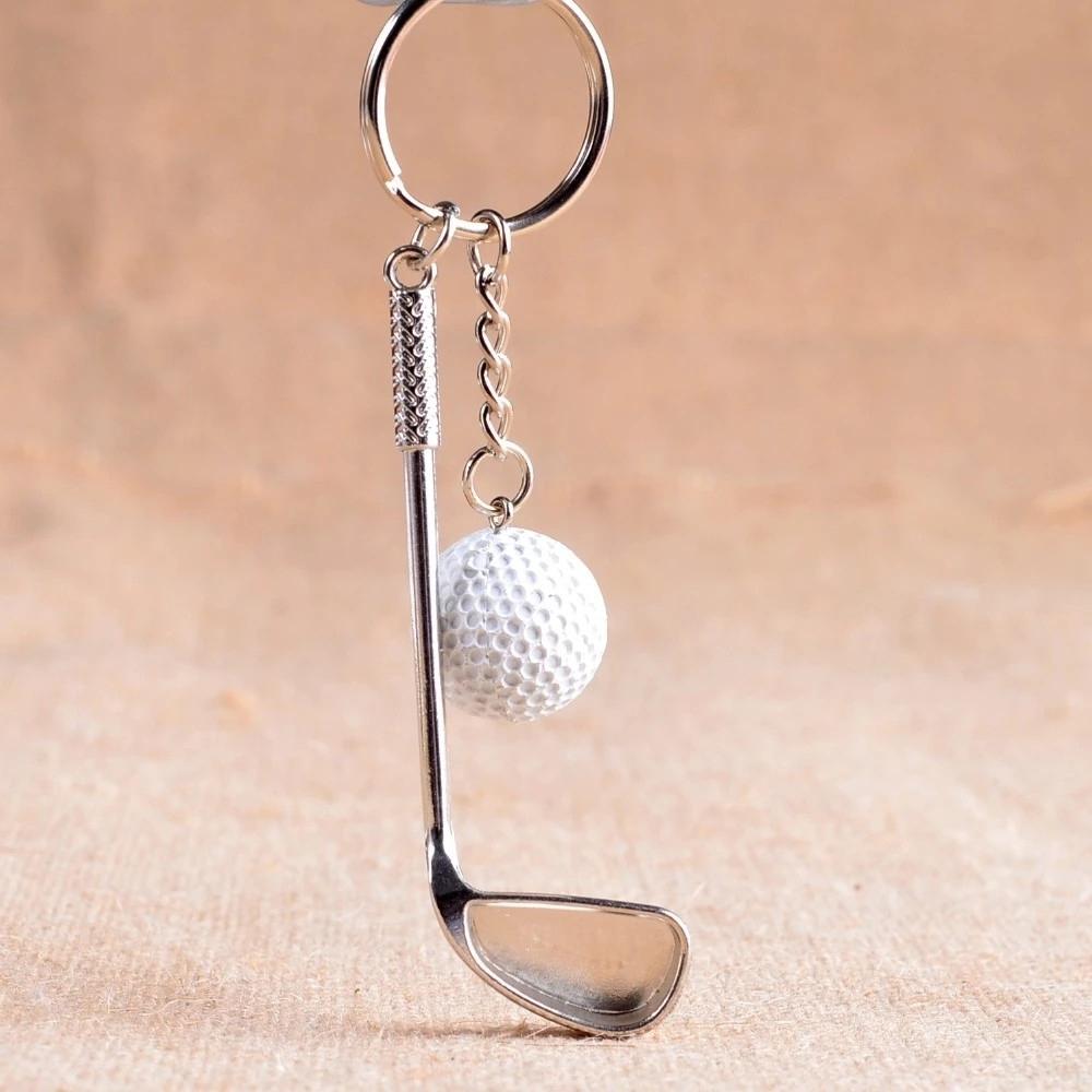 Key Chain Bag Charms Souvenir Ball Metal Keychain Mini Golf Racket Ball Pendant Golf Ball Key Chain