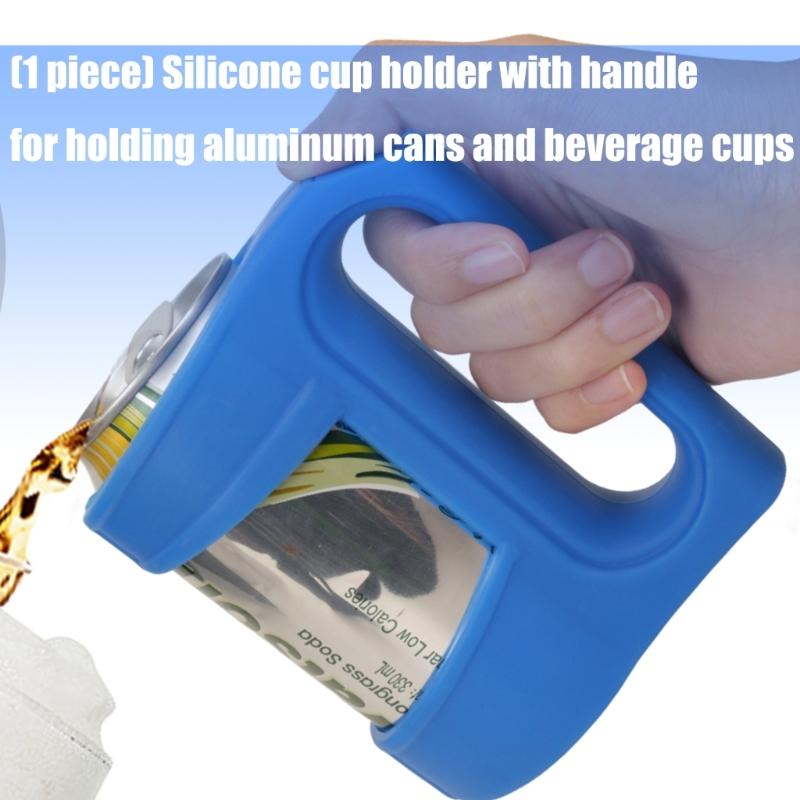 Silikonburkhållare Med Ergonomiskt Handtag Halkfria Grepp För Dryckesburk Perfekt För Utomhuscamping Picknick Partyn Lätt Att Rengöra Hållbara Design