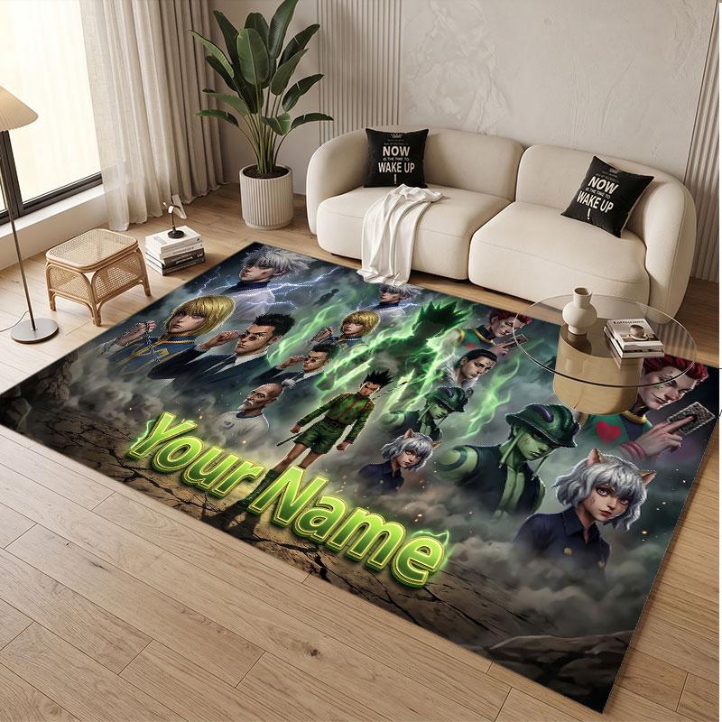 Custom Name Crystal Velvet Rug,Hunter × Hunter Comfortable Anti Slip Floor Mat For Room Decoration