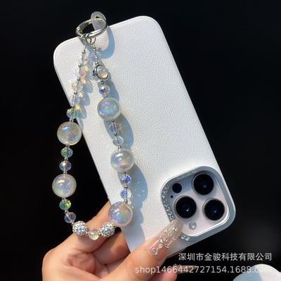New Glitter Bead Phone Chain Disco Crystal Bead Phone Chain Korean Style Rhinestone Ball Phone Case Hanging Chain Short Wholesale