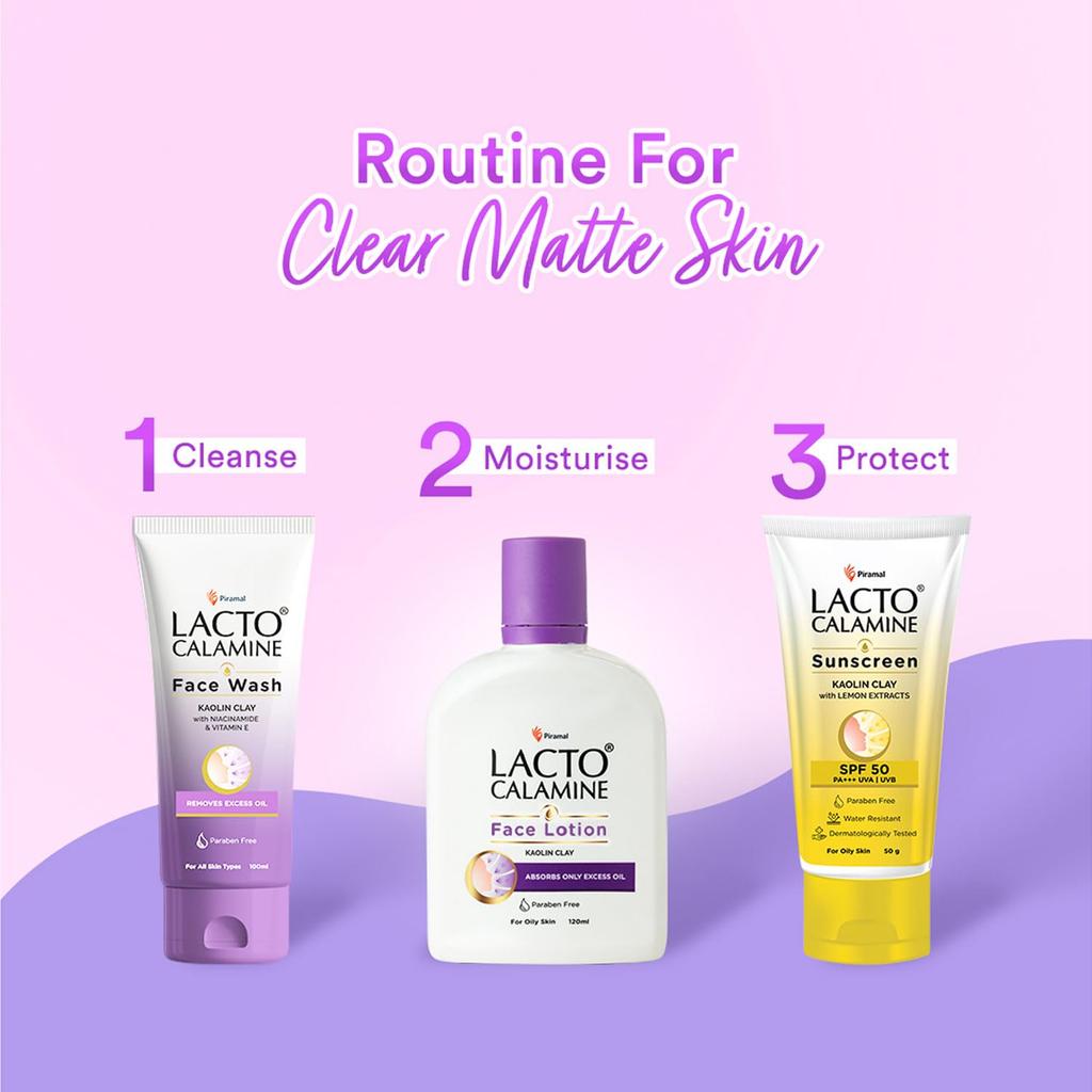 Lacto Calamine Face Lotion Oily Skin Control 120ml Daily Moisturizer With Kaolin Clay Zinc Oxide Glycerine Absorbs Excess Oil  Pack of 2