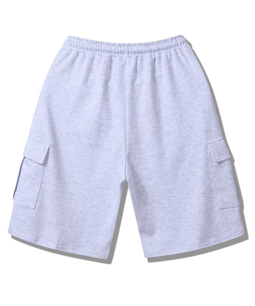 ROCKED GARAGE [Unisex] Bermuda Wide One-Pleat Cargo Sweat Shorts [Back Melange]
