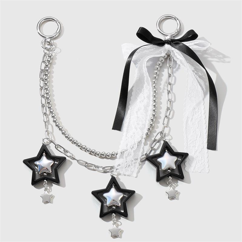 

Милый Сладкий Ленточный Бант Звезда Сердце Сделай Сам Украшение для Рюкзака Цепочка Шарм Брелок Шнурок Девичий Любовный Брелок Подвеска Украшения Подарки чёрный