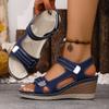Sandali Estivi da Donna con Tacco Alto, Scarpe Zeppa Morbide con Cinturino Magico, Scarpe Piatte Casual Aperte Comode e Morbide, Adatte per Viaggi, Campeggio