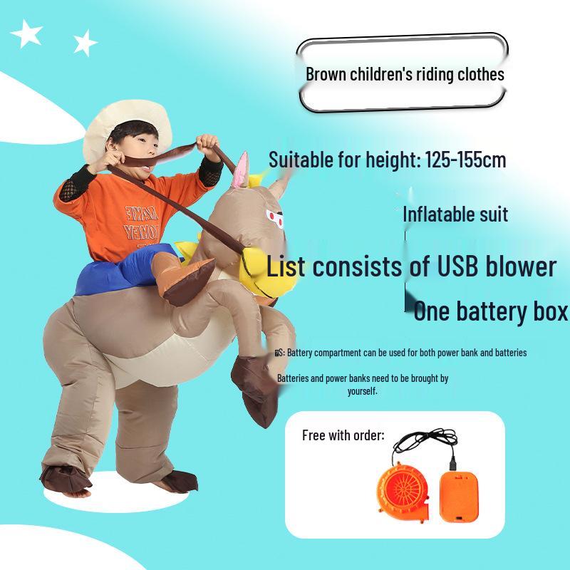 Aufblasbares Cowboy-Kostüm für Erwachsene & Kinder zum Reiten – Lustiger Festival-Performance-Anzug