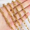 0.5M 1M 6mm 18K PVD Plated Stainless Steel Hollow Bow Chain for DIY Punk Bracelet Necklace Anklet Craft Jewelry Making Supplies