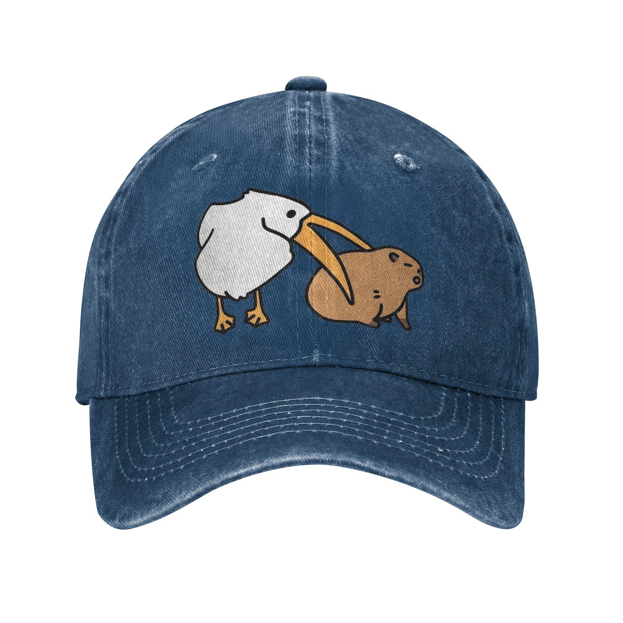 

Пеликаны едят капибару мужчины женщины бейсболка состаренные потертые кепки шляпа винтажная уличная тренировка подарок солнцезащитная кепка Adjustable темно-синий