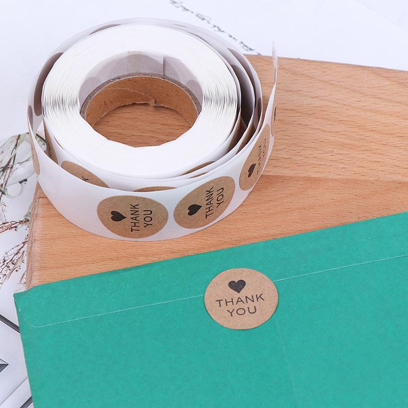 500 Etiketten/Rolle Rundes Naturkraftpapier Danke Aufkleber Siegel Etiketten Aufkleber