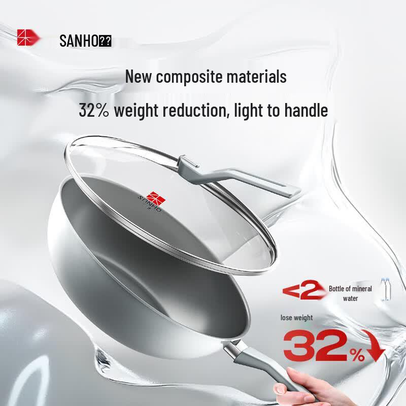 Sanhe Diamond Titanium Ceramic Non-stick Wok with Flat Bottom