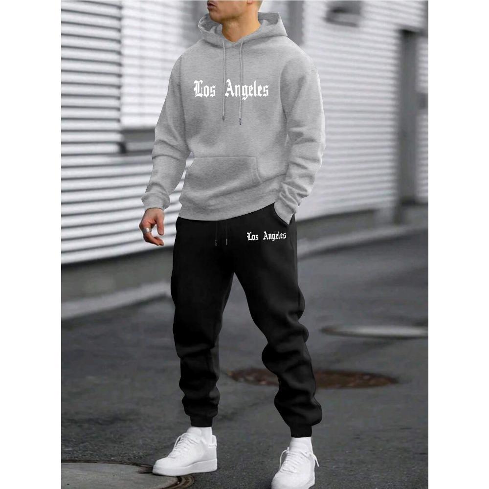 

Casual Men s Letter Printed Fashionable Sportswear and Pants Set, Suitable for Autumn and Winter Outdoor Activities and Daily Wear XXL