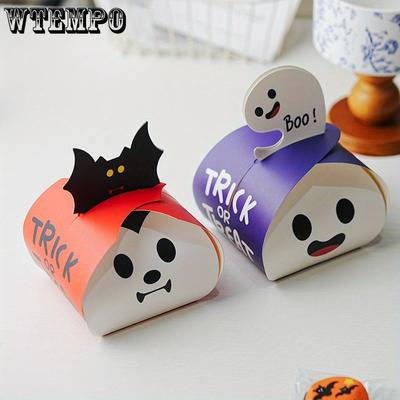 20pcs Halloween Party Favor Boxes, Paper Gift Boxes Folden Gift Wrapping Box Storage Box Display Box for Trick or Treat Goodie Bags Halloween Party