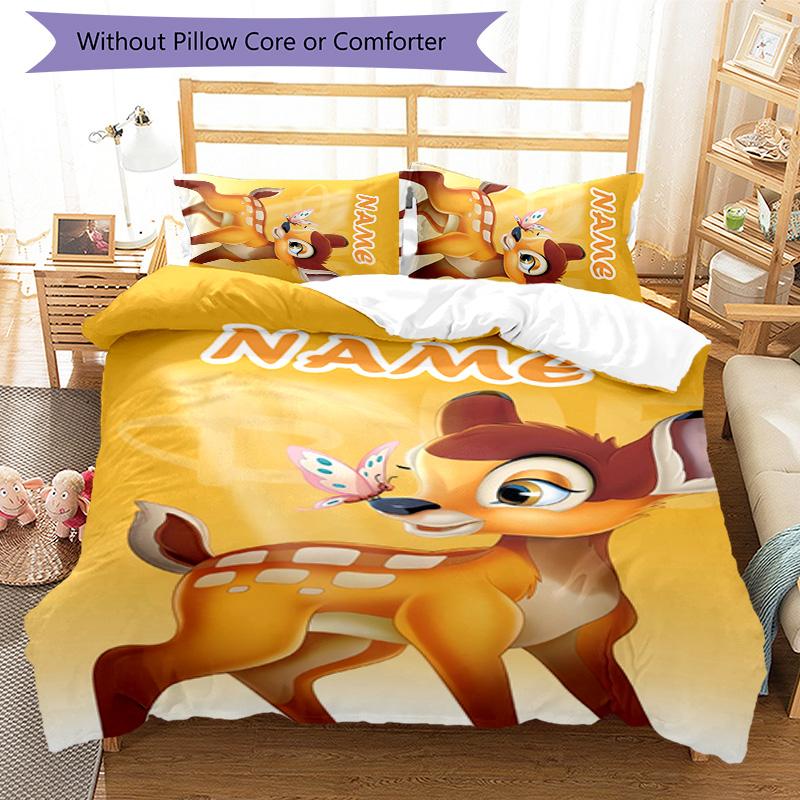 3pcs Bambi3 Cover Set - Personalized Name, HD Printed Bedding with 1 Cover and 2 Pillowcases - Perfect for Home Decor, Easy Care