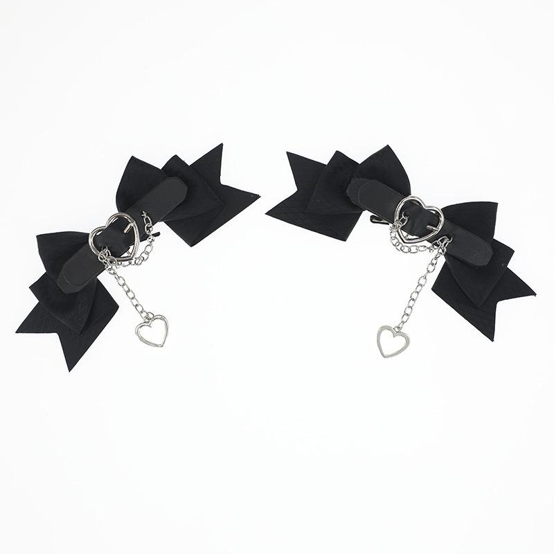 Lolita Headgear Hard Girl Cool Punk Style Love Handmade Bow Hairpin Black Sweet Love Lolita Hair Accessories
