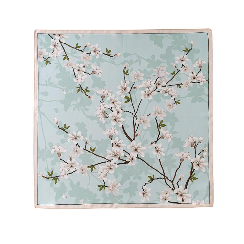 53Cm spring and summer new temperament women's 100% mulberry silk printed silk scarf fashion versatile high-end scarf shawl