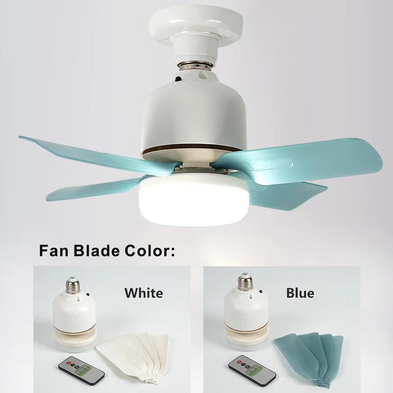 Mini E27 Screw Fan Light with Remote - Silent for Living, Dining, and Bedroom