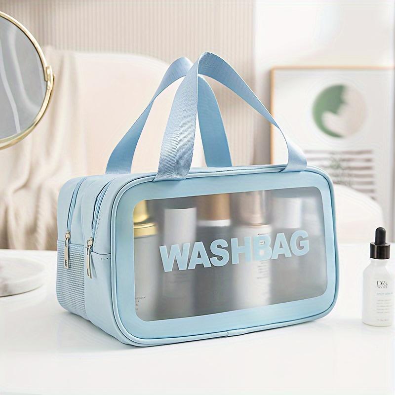 Double-Layer Waterproof Toiletry Bag - Transparent Dry & Wet Separation Cosmetic Organizer, Lightweight Travel Wash Bag for Women & Men