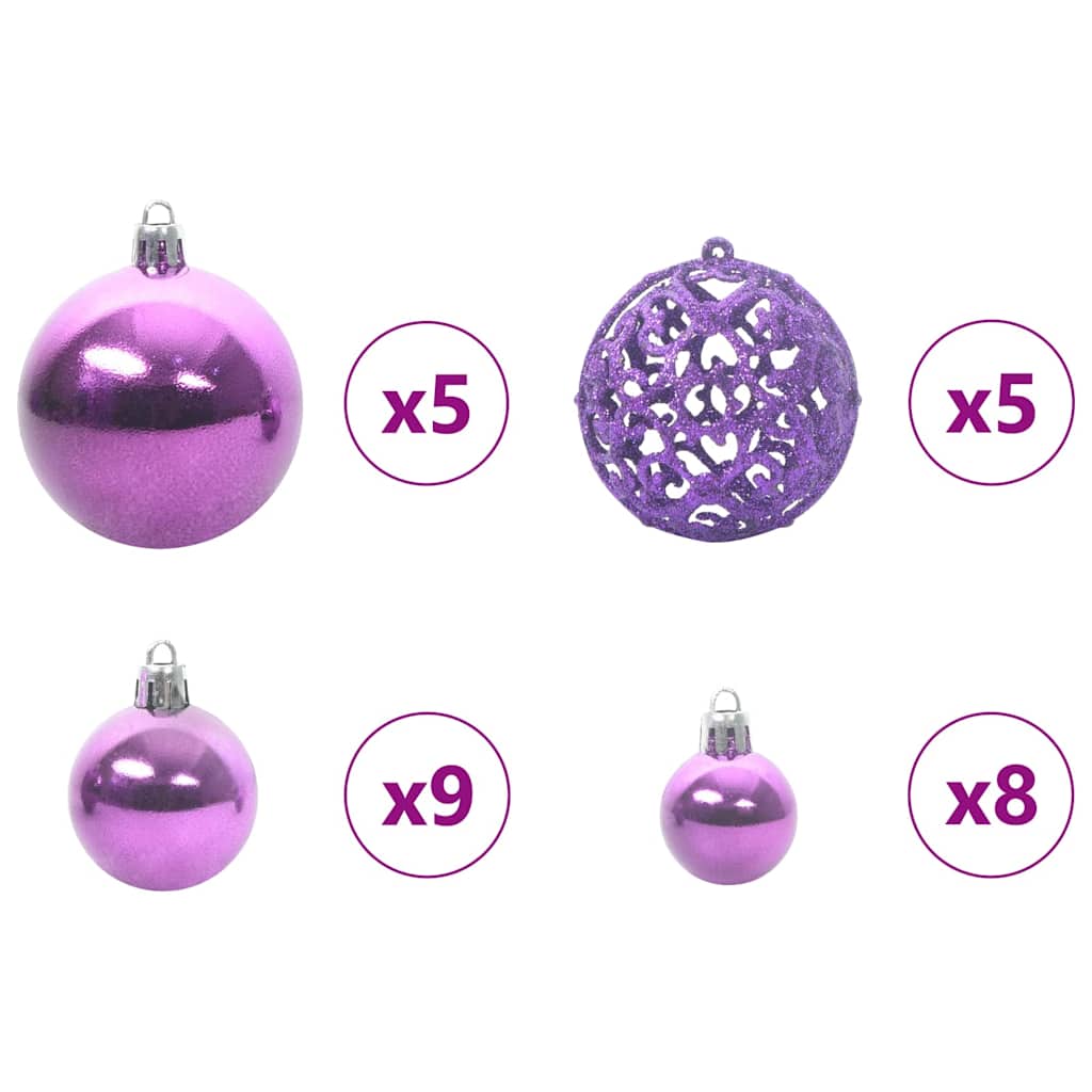 Christmas Ornament Set with 150 LEDs 61 pcs Purple Plastic