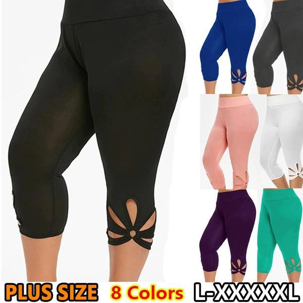 Mode Damen Leggings Übergröße Einfarbig Hohle Elastischer Bund Lässig Fitness Laufen Sport Leggings Yogahose Leggings Damen