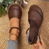 Plus Size Women's Summer New Arrival Flat Round-Toe Soft-Sole Covered-Toe Strappy Artistic Sandals