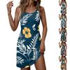 Modisches lässiges ärmelloses Damenkleid mit Rundhalsausschnitt und Blumenprint