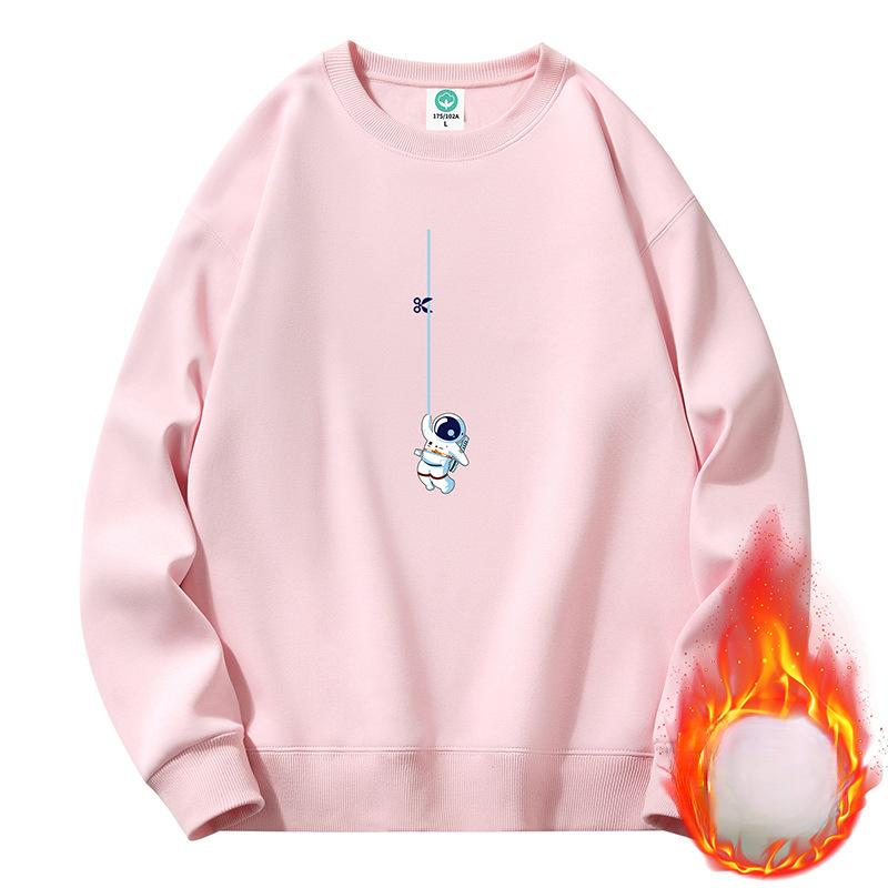 Maglione a collo tondo ispessito in pile da uomo e donna, maglione pullover largo alla moda, top per coppia, camicia base versatile