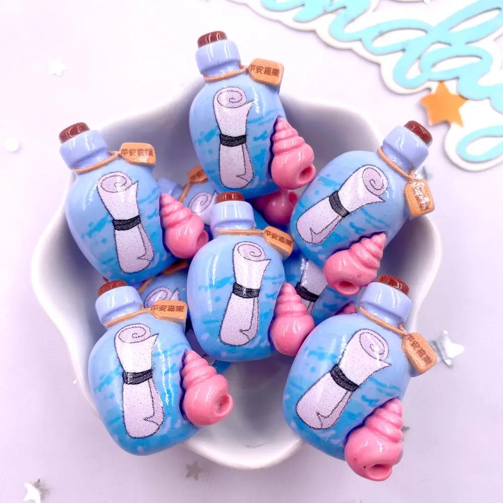 6ks Barevná pryskyřice Perlová mušle Hvězdice Mořské řasy Láhev na přání Truhla s pokladem 3D figurky Plochá záda Scrapbook DIY šperky