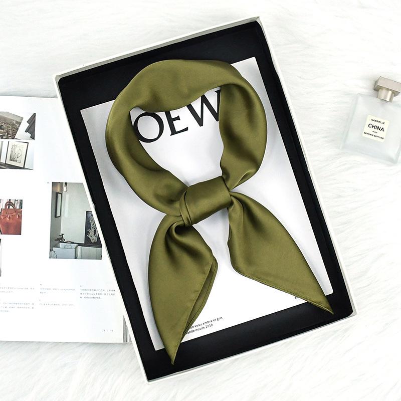 Spring/Autumn Solid Color Silk Scarf: 70cm Stylish & Versatile Women's Neck Accessory