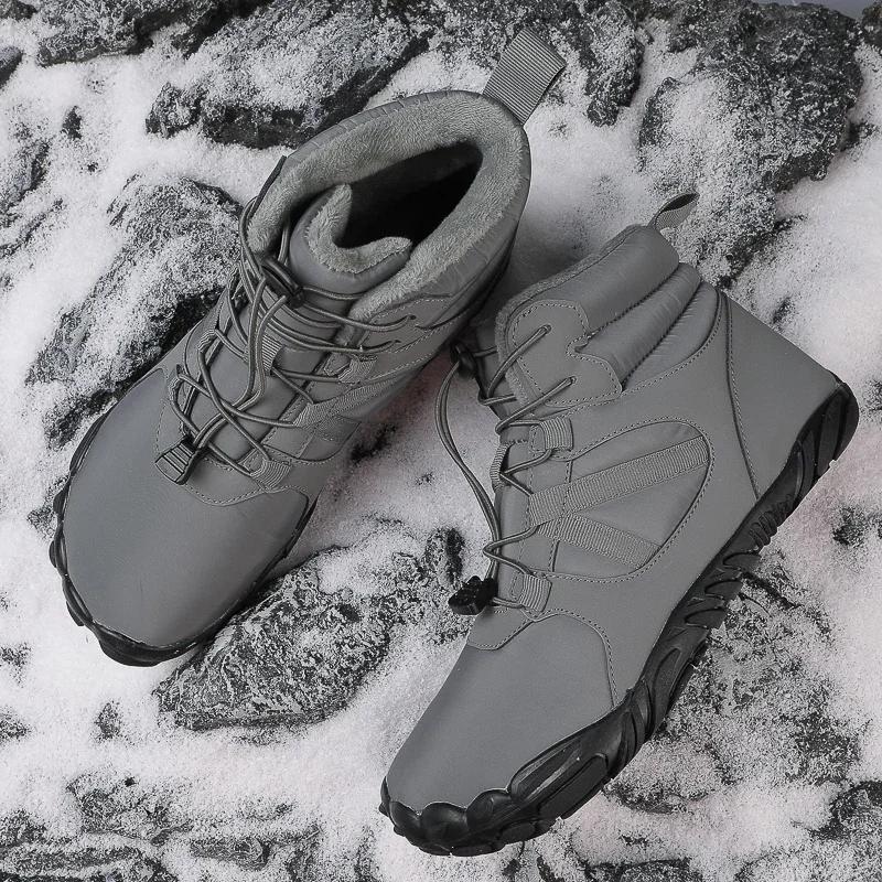 Winter Hiking Shoes Snow Boots Plush Cotton Shoes Outdoor Sneakers Men Women Ankle Boots Warm Winter Boots Mid-top
