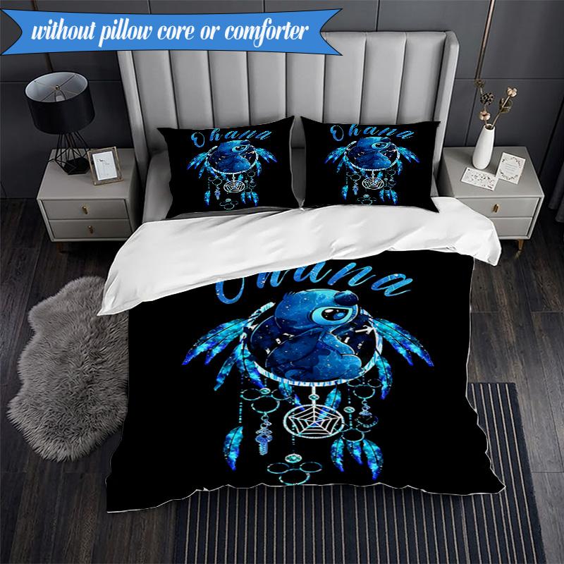 Cartoon Sti Alien 3pcs K-pop music group Bedding set,Ideal for Bedroom, Dormitory,Including Duvet Cover And 2pcs Pillowcases,Fan gifts