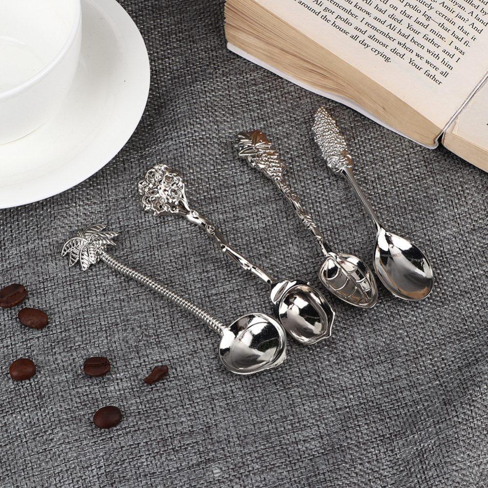 4Pcs Vintage Matte Plating Creative Scoop Irregular Metal Spoon Dessert Spoon Dessert Tasting