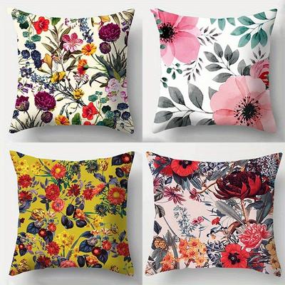 Colorful Floral Patterned Decorative Pillow Covers Pattern Cushion Cover Suitable for Sofa Bedroom Car Pillow Cover