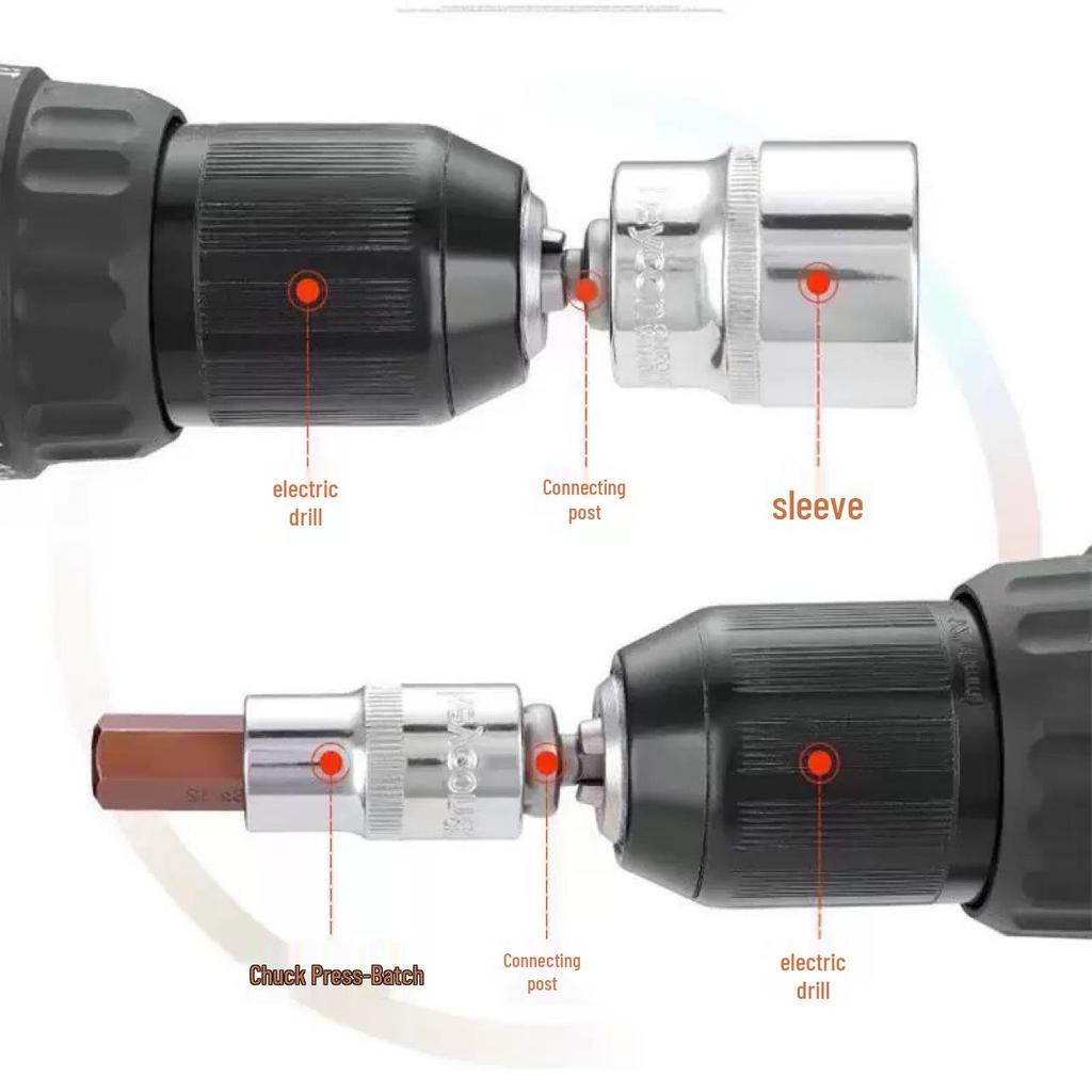 Hex Shank to Square Drive Extension Bar for Hand Drill & Air Impact Wrench Conversion, Sizes 1/4, 3/8, 1/2