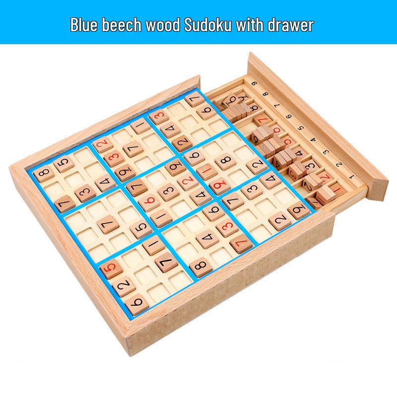 Wood Color 5-in-1 Sudoku Maze Montessori Educational Beech Wood Puzzle Toy for Children