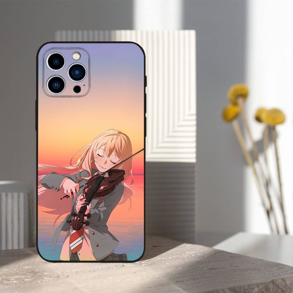 Hot YOUR LIE IN APRIL Comic Phone Case For iPhone 16,15,14,13,12,11 Plus,Pro Max,XS,X,XR,SE,Mini,8,7,Soft Silicone Black Cover