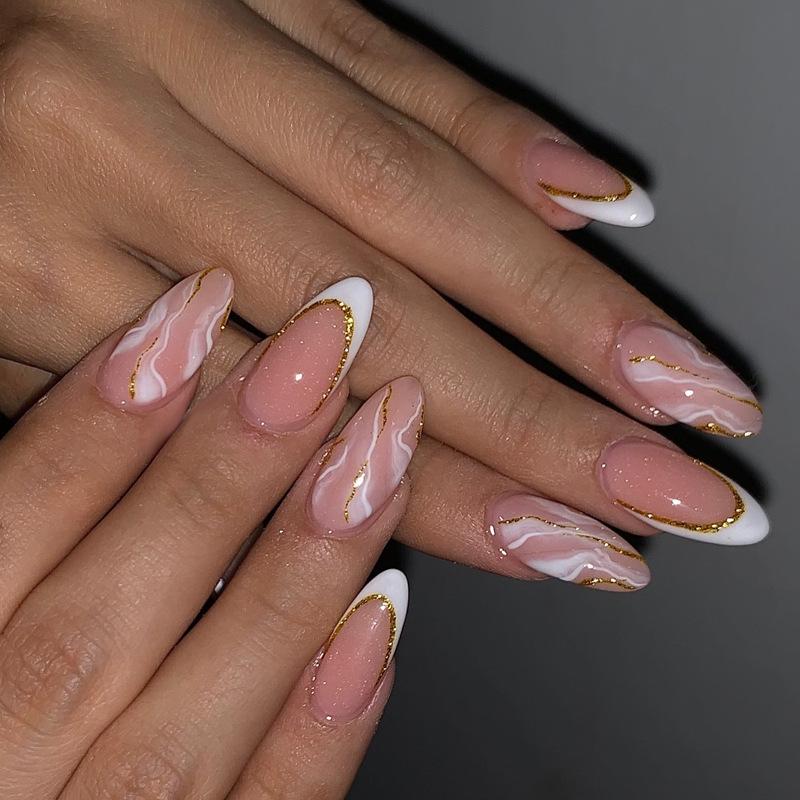 Europäische und amerikanische Gradient Pfirsichblüten Ballett Kurze Nagelspitzen