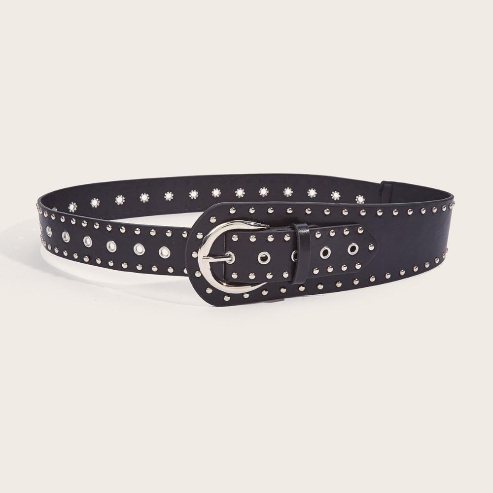 PU Leather Rivet Leather Belt Vintage Dress Jeans Waistband Trendy Women's Waist Belt  Streetwear