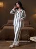 Women's Striped Thin Ice Silk Pajama Set, Long Sleeve, Spring/Autumn Style, High-End Feel for Indoors or Outdoors
