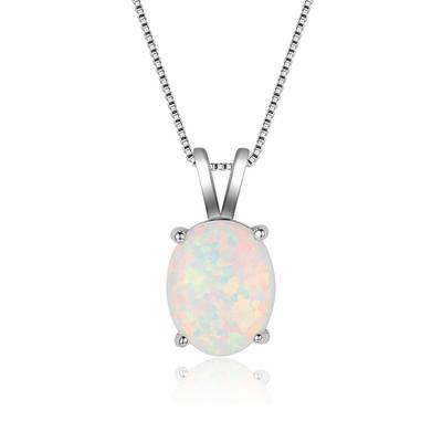 Collier bohémien ovale avec pendentif en opale, blanc et bleu, pour femmes et filles, bijoux Glamour de fête, de fiançailles, accessoires de bracelet de mariage