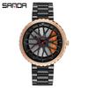 Classic Men's Quartz Watch - Car Wheel Style, Steel Band, Trendy & Casual