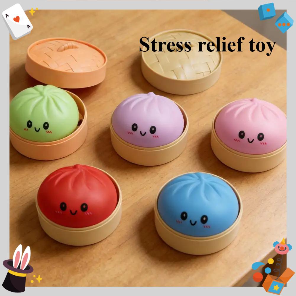 Colorful Stress Balls Shaped Like Steamed Bun Reusable Low Elasticity Decompression Toys Plastic Balls Original Home Gifts