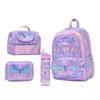 Smiggle Sada batohů pro děti Dívky 1.-6. třída Fialový design s motýlem S penálem Taškou na svačinu Láhví na vodu