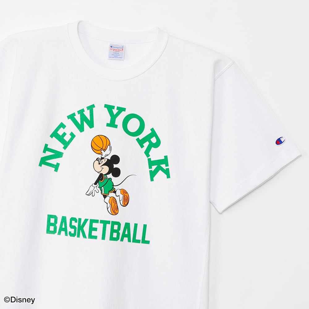 Manga Corta Cuello Redondo Disney Mickey Corte Relajado Estampado Gráfico Manga Corta REVERSE WEAVE Blanco [Champion] Camiseta C3-Z361 para Hombre 9.4oz